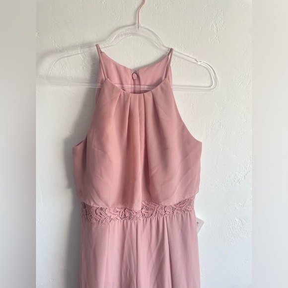 JASMINE BRIDESMAIDS NWT bridesmaid jumpsuit gardenia pink mauve lace chiffon - Picture 3 of 14